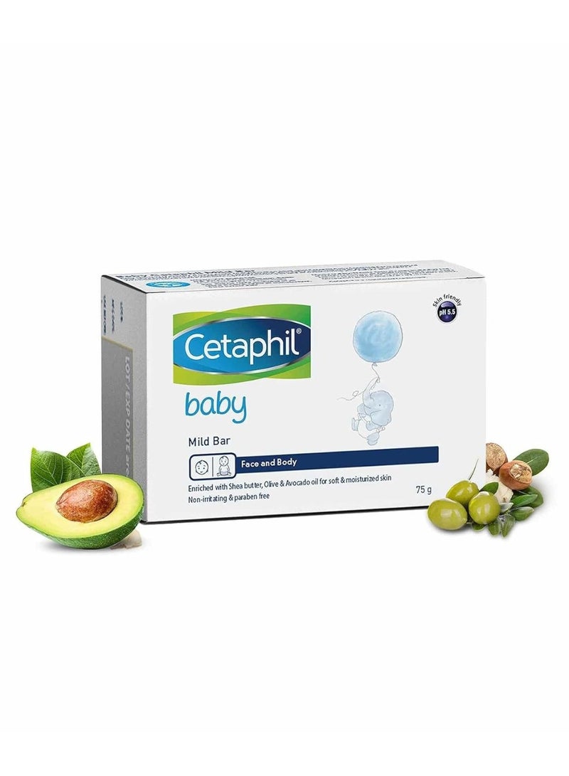 Cetaphil Baby Wash & Shampoo with Organic Calendula 400ml and Baby Mild Bar 75g(2Pcs) (Pack of 3)- Combo - Image 2